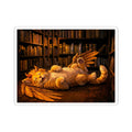 Cat Angel Sticker — Cozy Library Sleeping Winged Cat Kiss-Cut Sticker
