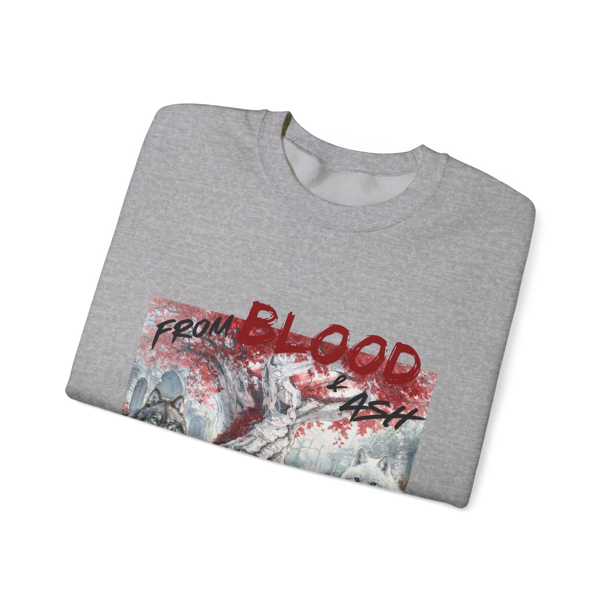 Rise From Blood & Ash Crewneck Sweatshirt – 'We Will Rise' Sword & Poppy Fantasy Graphic
