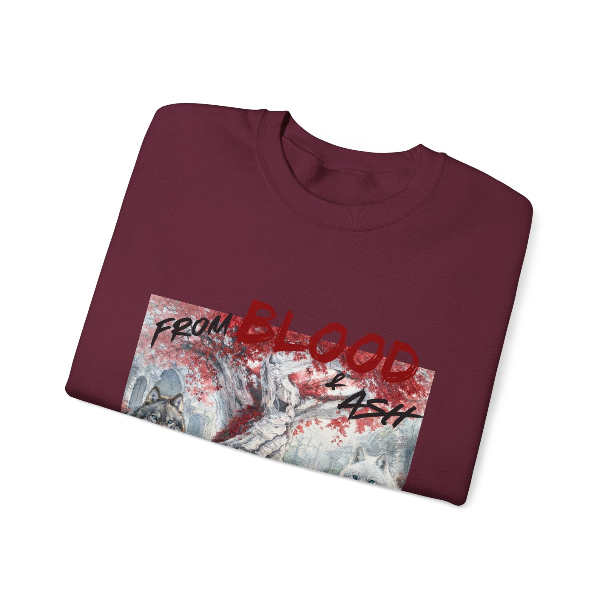 Rise From Blood & Ash Crewneck Sweatshirt – 'We Will Rise' Sword & Poppy Fantasy Graphic