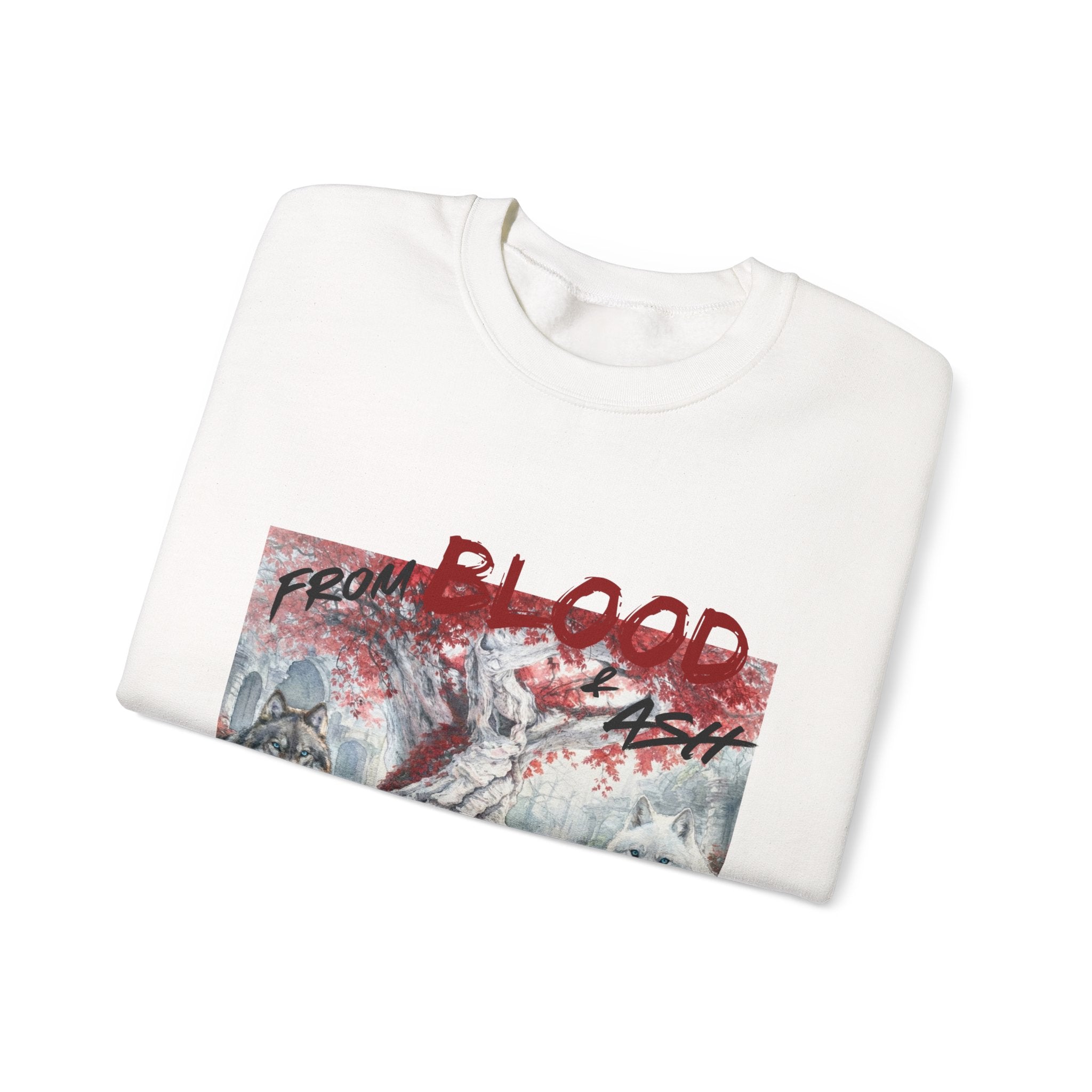 Rise From Blood & Ash Crewneck Sweatshirt – 'We Will Rise' Sword & Poppy Fantasy Graphic