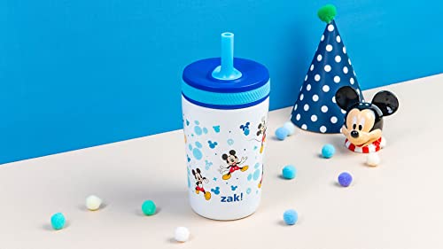 Zak Designs Disney Kelso Toddler Cups For Travel or At Home, 12oz Vacuum Insulated Stainless Steel Sippy Cup With Leak-Proof Design is Perfect For Kids (Mickey Mouse)
