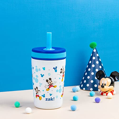 Zak Designs Disney Kelso Toddler Cups For Travel or At Home, 12oz Vacuum Insulated Stainless Steel Sippy Cup With Leak-Proof Design is Perfect For Kids (Mickey Mouse)