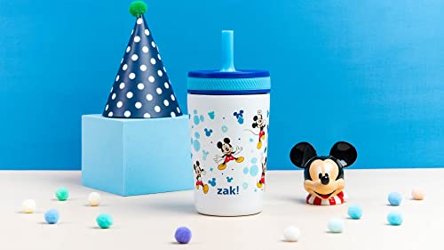 Zak Designs Disney Kelso Toddler Cups For Travel or At Home, 12oz Vacuum Insulated Stainless Steel Sippy Cup With Leak-Proof Design is Perfect For Kids (Mickey Mouse)