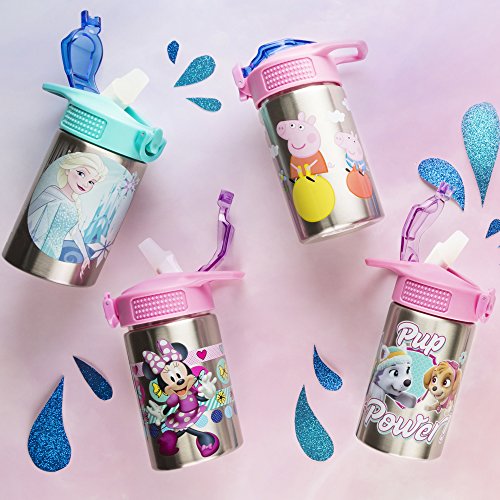 Zak Designs Disney Cars 3 - Stainless Steel Water Bottle with One Hand Operation Action Lid and Built-in Carrying Loop, Kids Water Bottle with Straw Spout is Perfect for Kids (15.5 oz, 18/8)