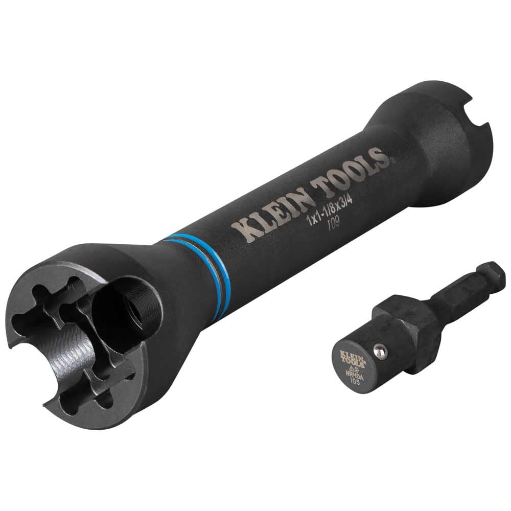 Klein Tools 66031 3-in-1 Slotted Impact Socket, 12-Point Deep Sockets, Coaxial Spring Loaded, 3/4 and 9/16-Inch Hex Sizes, 1/2-Inch Drive