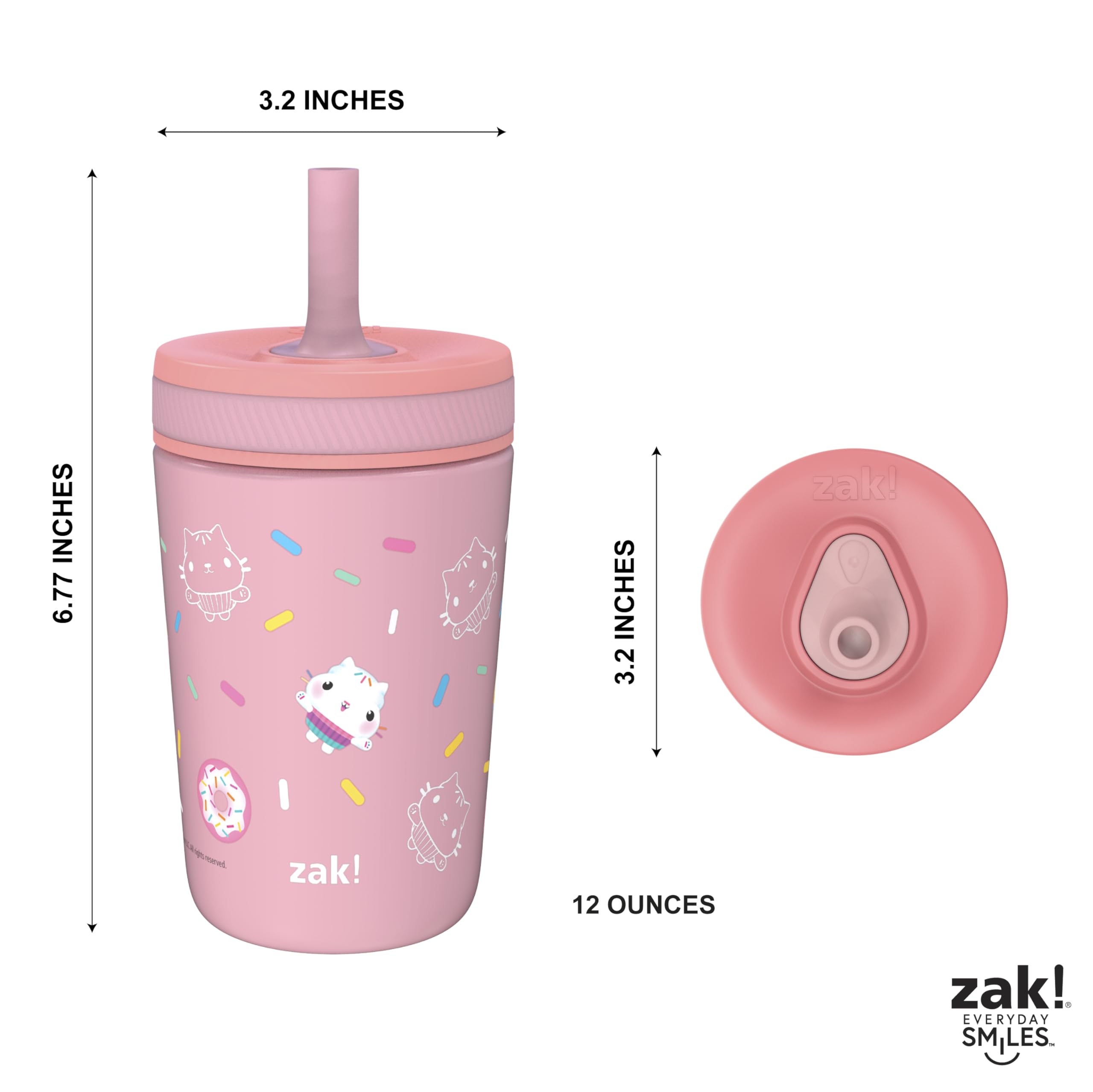 Zak Designs Disney Kelso Toddler Cups For Travel or At Home, 12oz Vacuum Insulated Stainless Steel Sippy Cup With Leak-Proof Design is Perfect For Kids (Mickey Mouse)