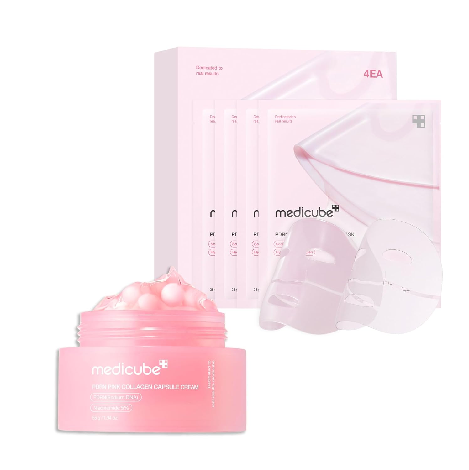 medicube Hydro-Repair Mask Duo: Salmon DNA PDRN Pink Collagen Capsule Cream and Salmon DNA PDRN pink collagen jelly gel mask (4ea)
