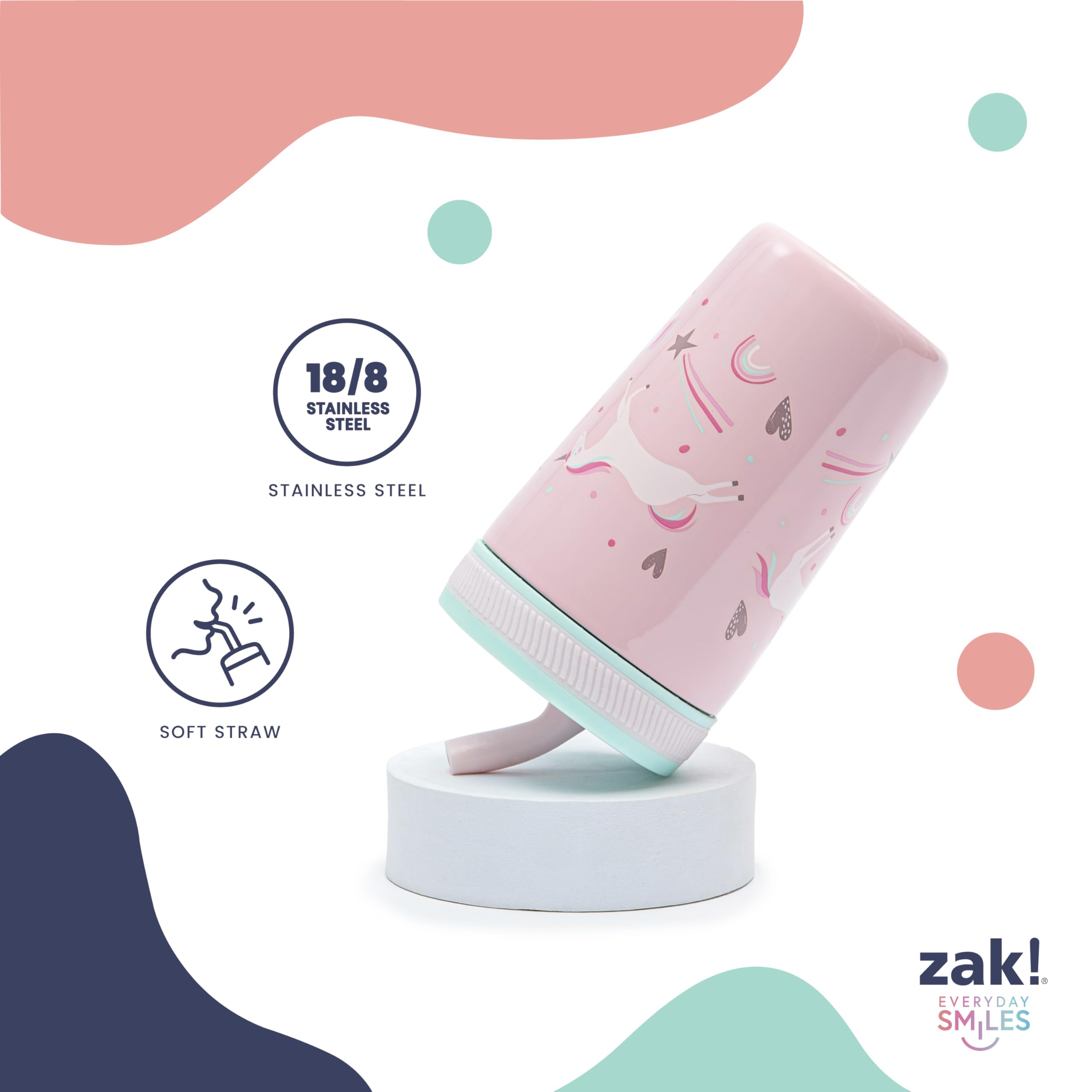 Zak Designs Disney Kelso Toddler Cups For Travel or At Home, 12oz Vacuum Insulated Stainless Steel Sippy Cup With Leak-Proof Design is Perfect For Kids (Mickey Mouse)