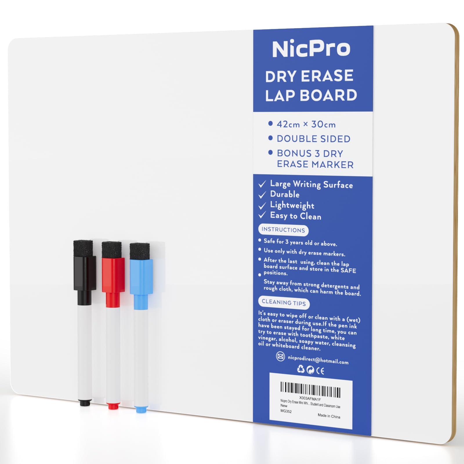 Nicpro Dry Erase Lap Board 9 x 12 inches 2 Pack Ruled Kid Double Sided Blank & Lined Small Lapboard with 8 Pens, 2 Eraser, Learning Mini Whiteboard Portable for Student and Classroom Use