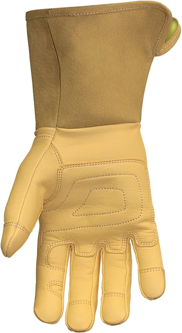 Youngstown Gloves Leather Utility Long Cuff Work Glove For Men - Kevlar Lined - Cut, Puncture, Flame Resistant, Arc Rated - Black/Tan, Medium
