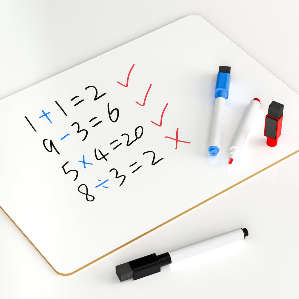 Nicpro Dry Erase Lap Board 9 x 12 inches 2 Pack Ruled Kid Double Sided Blank & Lined Small Lapboard with 8 Pens, 2 Eraser, Learning Mini Whiteboard Portable for Student and Classroom Use