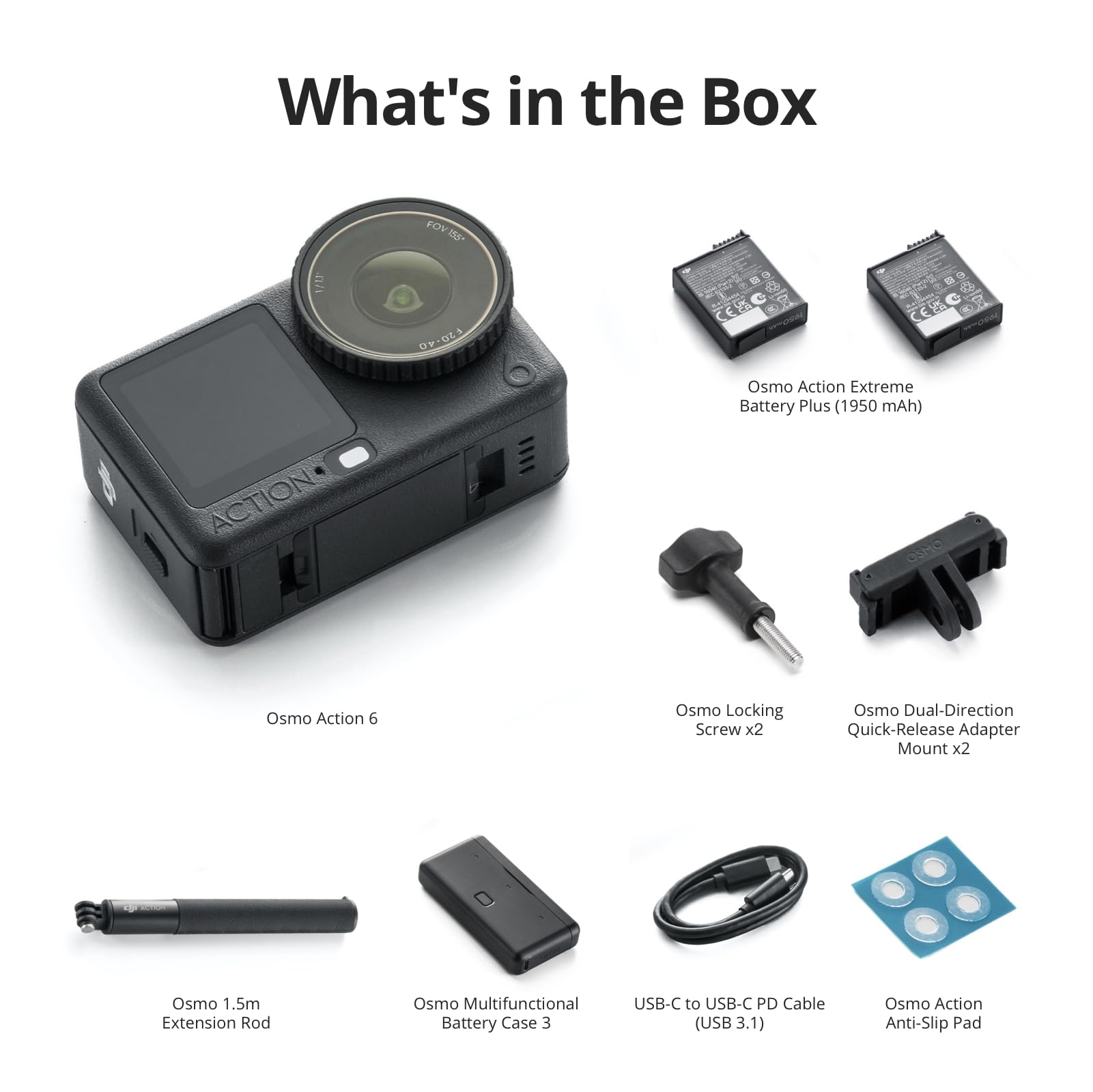 DJI Osmo Action 6 Enhanced Combo, Action Camera with 1/1.1″ Square Sensor, Variable Aperture of f/2.0–f/4.0, Extended Battery Life with 2 Batteries, Action Camera 8K for Extended Outdoor Filming