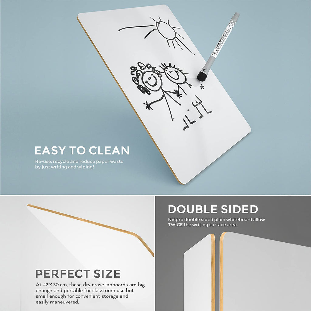 Nicpro Dry Erase Lap Board 9 x 12 inches 2 Pack Ruled Kid Double Sided Blank & Lined Small Lapboard with 8 Pens, 2 Eraser, Learning Mini Whiteboard Portable for Student and Classroom Use