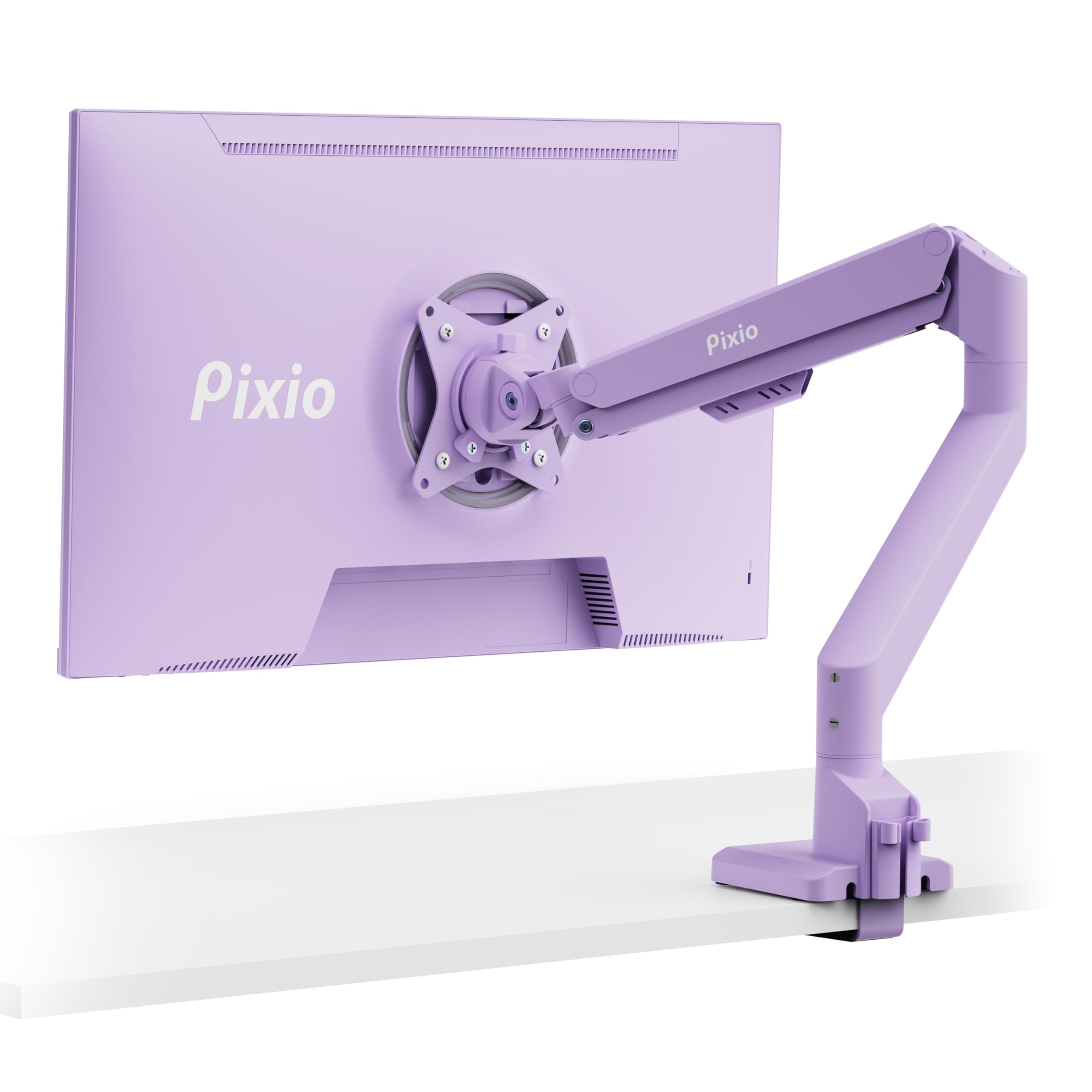 Pixio PS1S Wave Pink Single Monitor Arm Stand Desk Mount - Fits up to 32 inches Monitors and up to 19.8lbs. VESA Compatibility and Integrated Cable Management