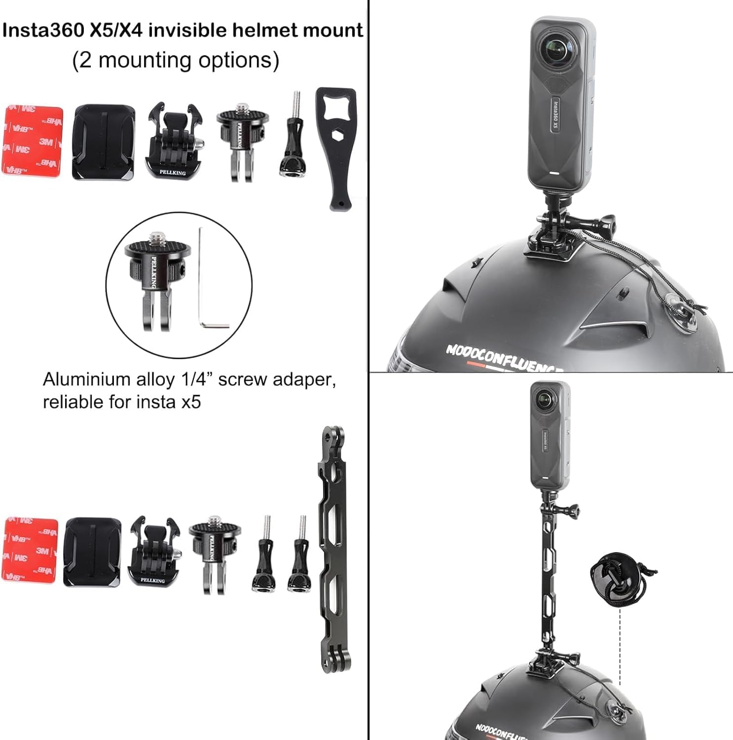 PellKing Accessories Kit for Insta360 X5,Included Carrying Case with Belt,135cm Selfie Stick Tripod,Aluminium Handlebar Clamp.2 Pcs Metal 1/4" Adapter,Magnetic Mount,4 Pcs Body Strap Mount,and Other