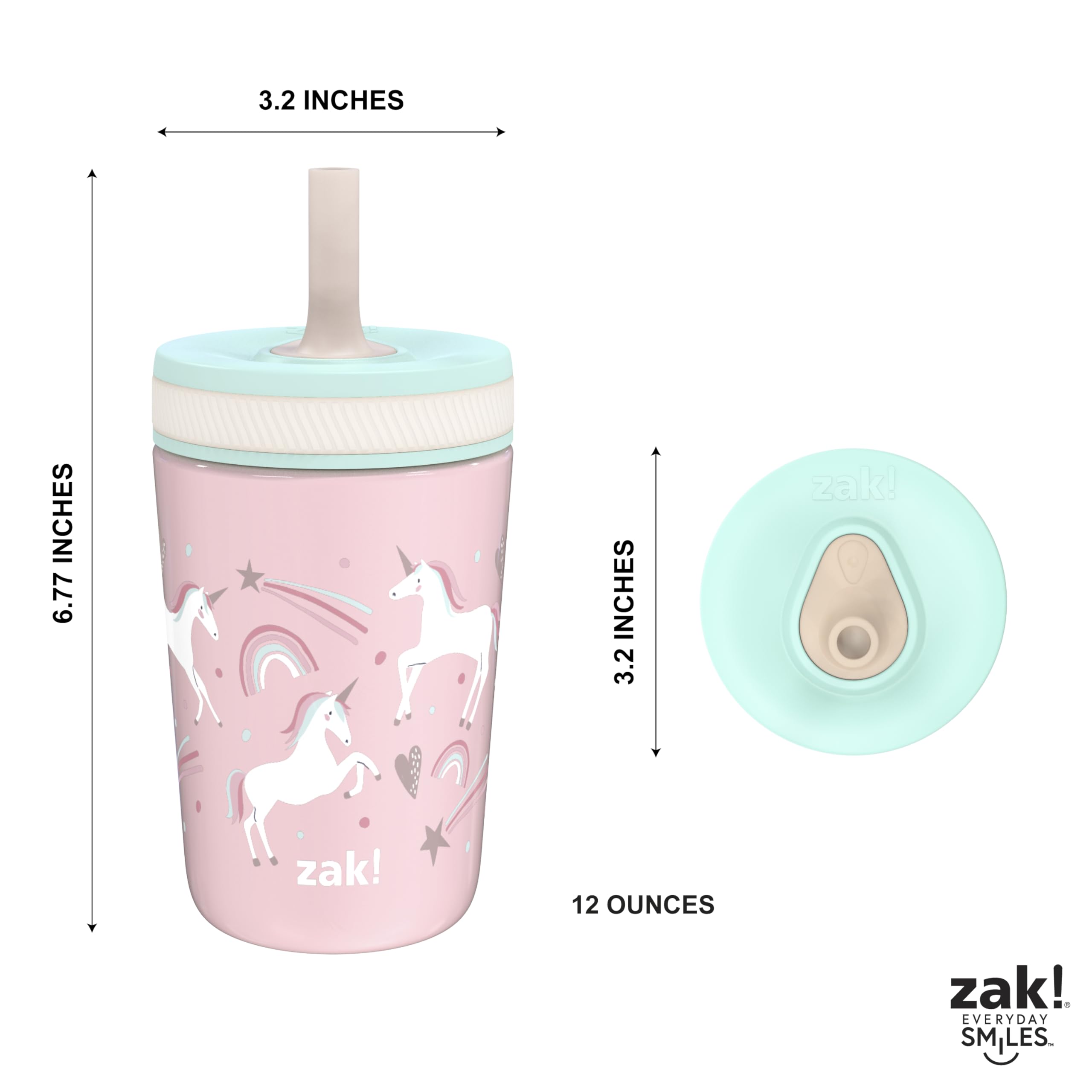 Zak Designs Disney Kelso Toddler Cups For Travel or At Home, 12oz Vacuum Insulated Stainless Steel Sippy Cup With Leak-Proof Design is Perfect For Kids (Mickey Mouse)