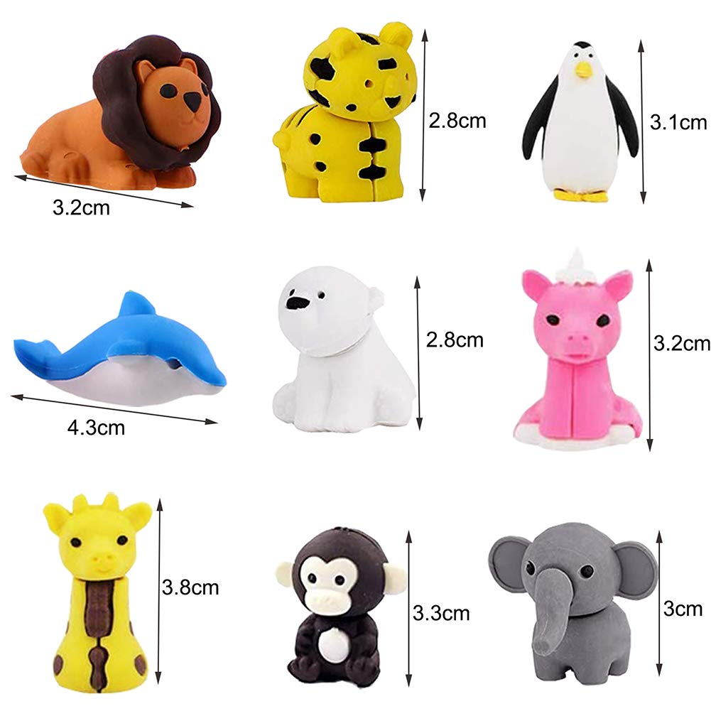 60Pcs Animal Erasers Desk Pets for Kids Animal Pencil Erasers Bulk Puzzle Eraser Toys Gifts for Classroom Prizes,Game Reward,Treasure Box,Easter Egg Fillers,Goodie Bag Stuffers,Party Favors