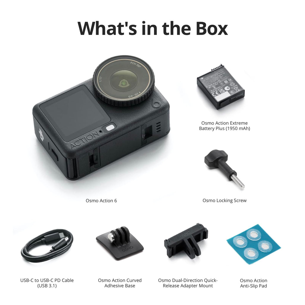 DJI Osmo Action 6 Enhanced Combo, Action Camera with 1/1.1″ Square Sensor, Variable Aperture of f/2.0–f/4.0, Extended Battery Life with 2 Batteries, Action Camera 8K for Extended Outdoor Filming