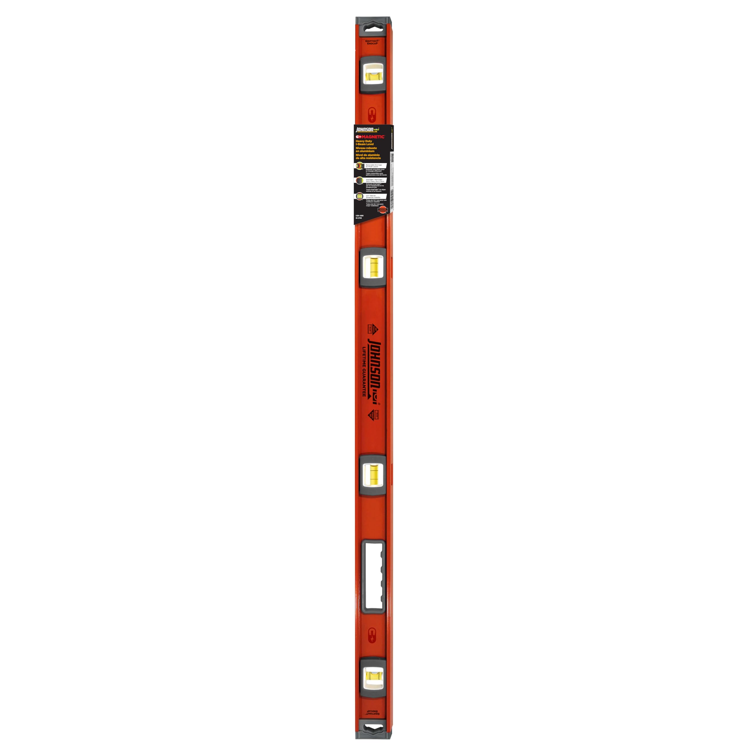 Johnson Level & Tool 1254-2400 Magnetic Heavy Duty I-Beam Aluminum, 24", Orange, 1 Level