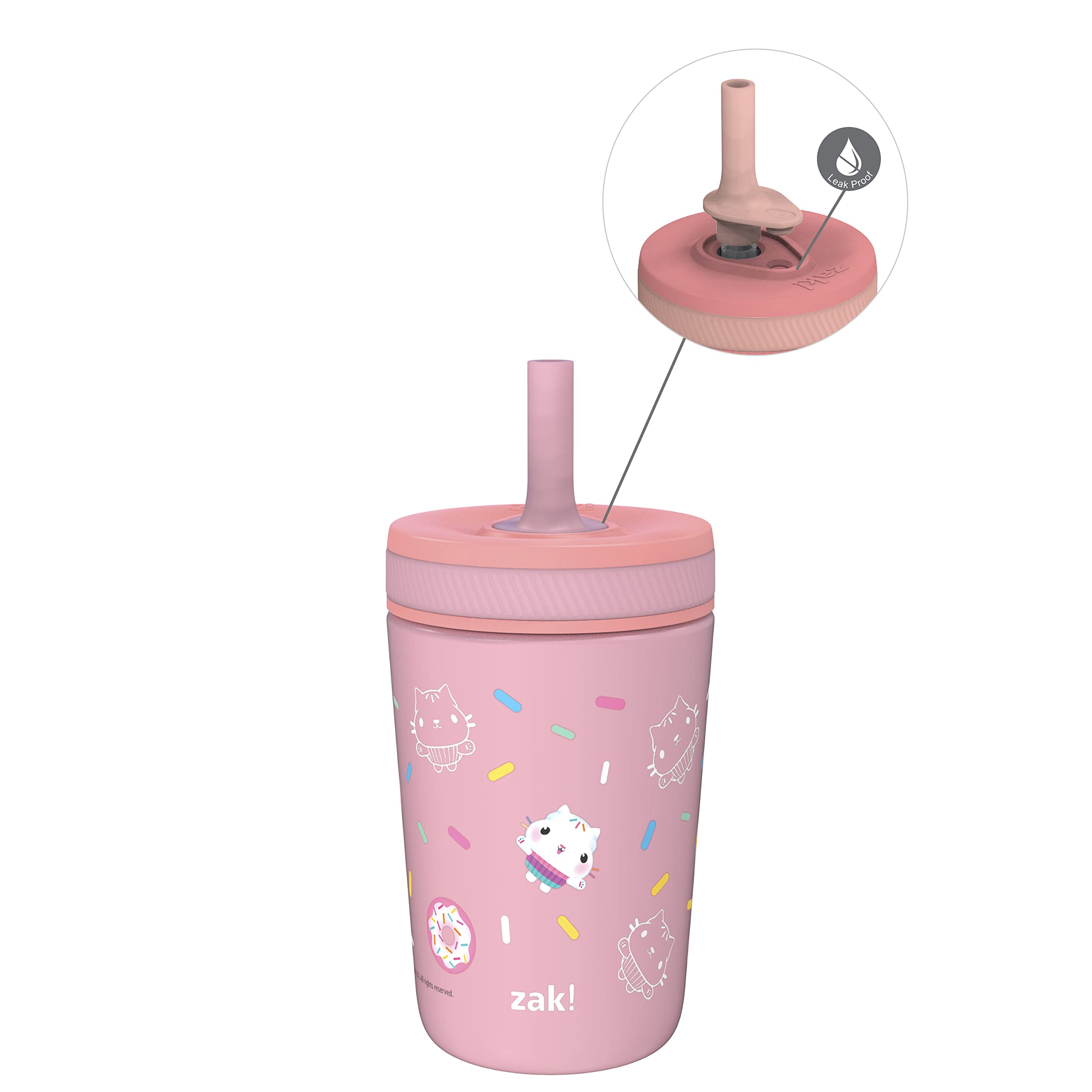 Zak Designs Disney Kelso Toddler Cups For Travel or At Home, 12oz Vacuum Insulated Stainless Steel Sippy Cup With Leak-Proof Design is Perfect For Kids (Mickey Mouse)