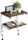 Clamp on Desk Organizer Shelf, Heavy-Duty Desk Extender Side Table with 2-Tier Adjustable Storage Shelves for Desktop Accessories, Gaming Devices, White