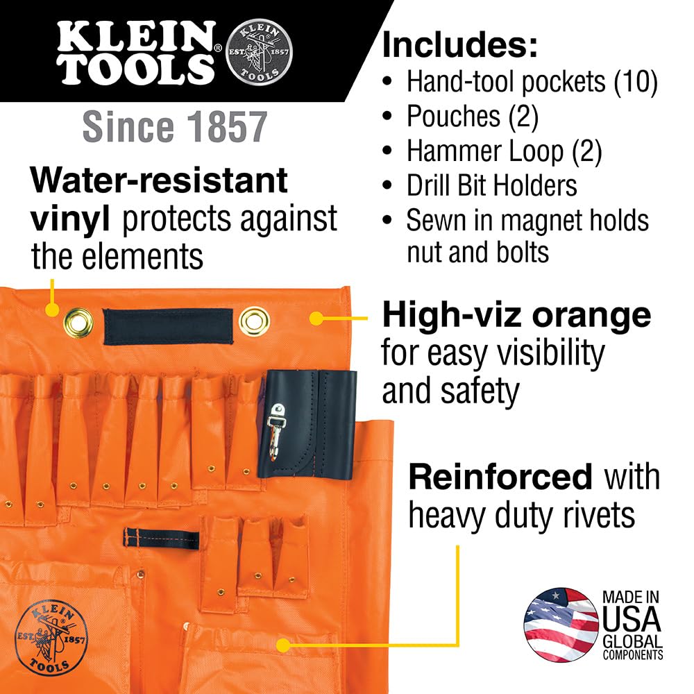 KLEIN TOOLS 51829M Aerial Apron with Magnet, Made in USA