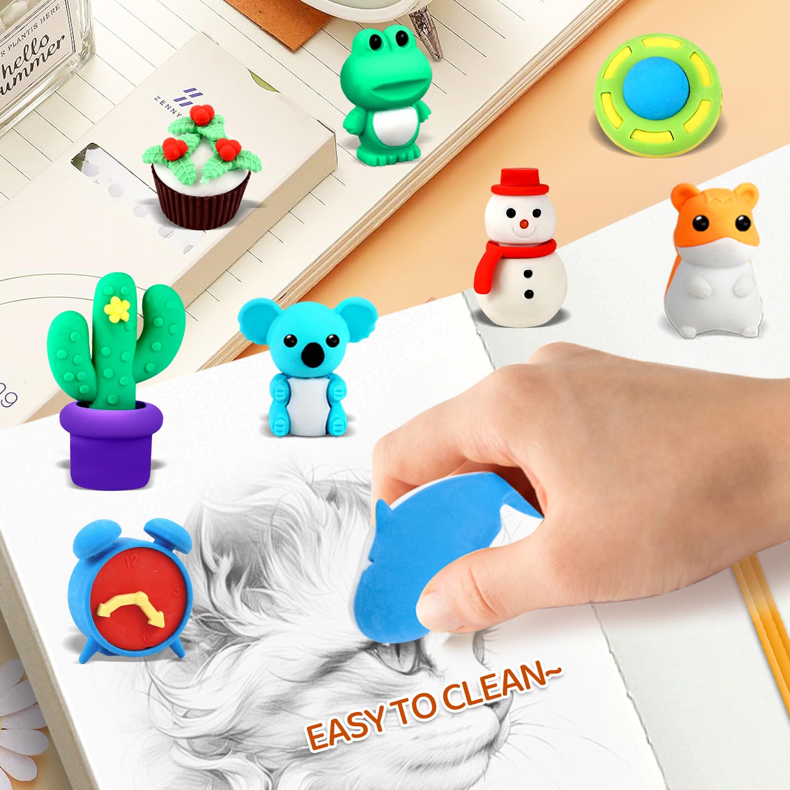 60Pcs Animal Erasers Desk Pets for Kids Animal Pencil Erasers Bulk Puzzle Eraser Toys Gifts for Classroom Prizes,Game Reward,Treasure Box,Easter Egg Fillers,Goodie Bag Stuffers,Party Favors