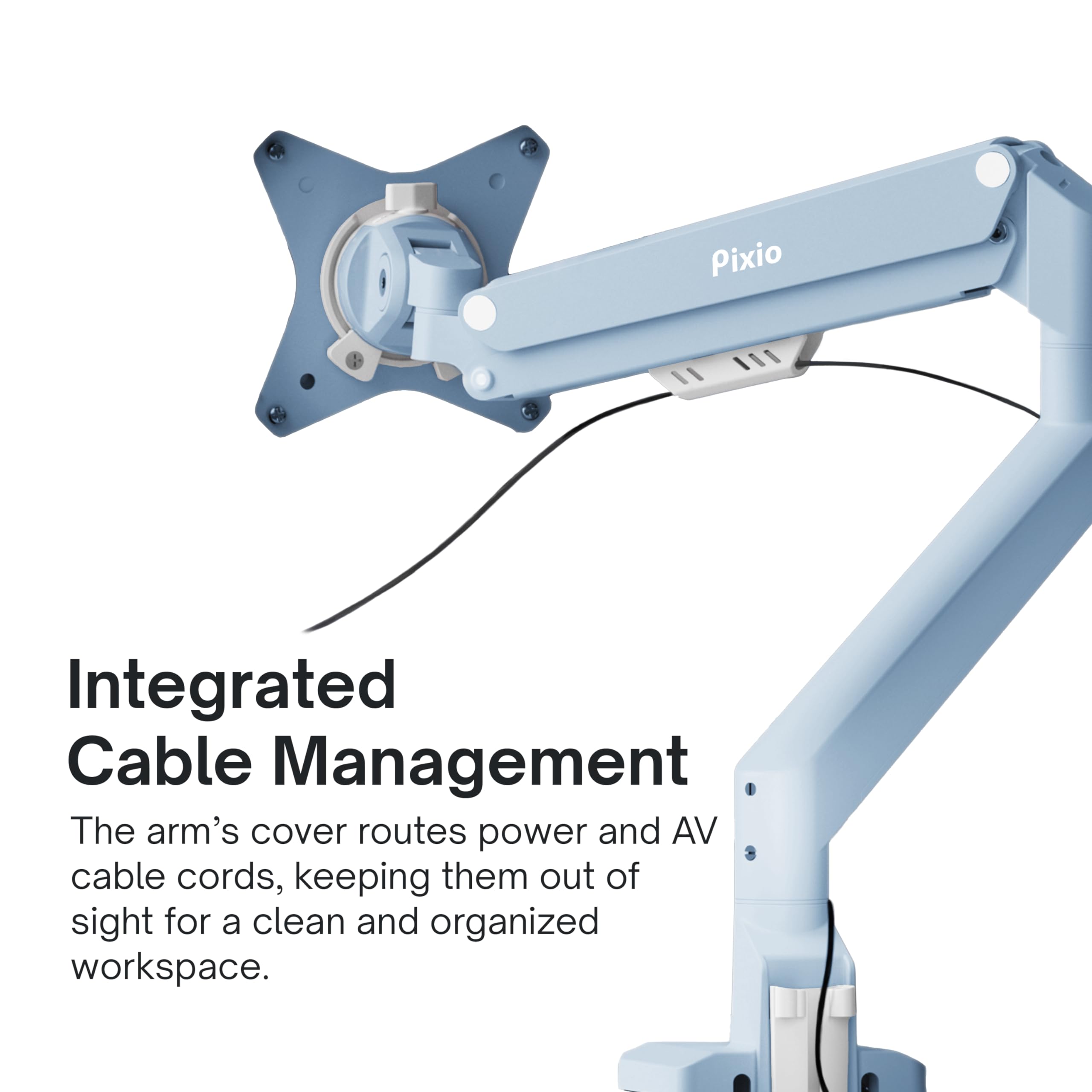 Pixio PS1S Wave Pink Single Monitor Arm Stand Desk Mount - Fits up to 32 inches Monitors and up to 19.8lbs. VESA Compatibility and Integrated Cable Management