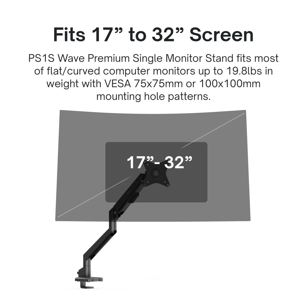 Pixio PS1S Wave Pink Single Monitor Arm Stand Desk Mount - Fits up to 32 inches Monitors and up to 19.8lbs. VESA Compatibility and Integrated Cable Management
