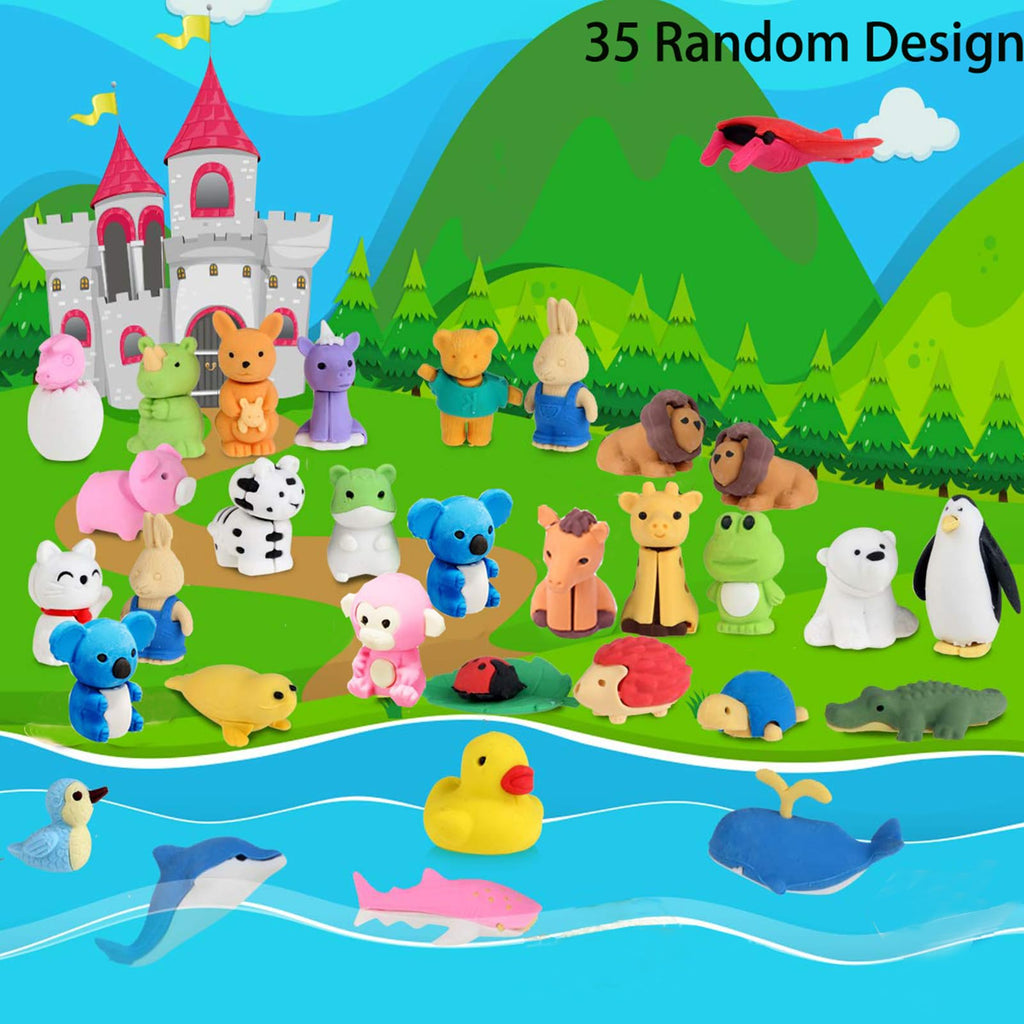 60Pcs Animal Erasers Desk Pets for Kids Animal Pencil Erasers Bulk Puzzle Eraser Toys Gifts for Classroom Prizes,Game Reward,Treasure Box,Easter Egg Fillers,Goodie Bag Stuffers,Party Favors
