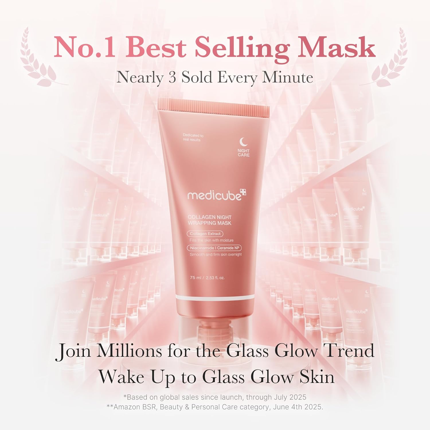 Medicube Korean Viral Glass Skin Mask Duo: Collagen Overnight Wrapping Peel Off Facial Mask Pack and Zero Pore Blackhead Mud Facial Mask and Jelly Brush | Gifts for Women, Skin Care Set