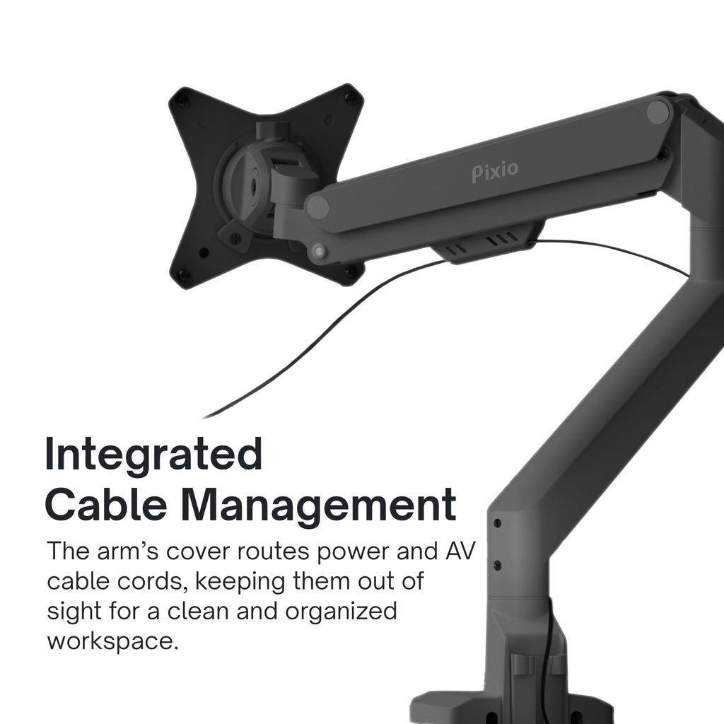 Pixio PS1S Wave Pink Single Monitor Arm Stand Desk Mount - Fits up to 32 inches Monitors and up to 19.8lbs. VESA Compatibility and Integrated Cable Management