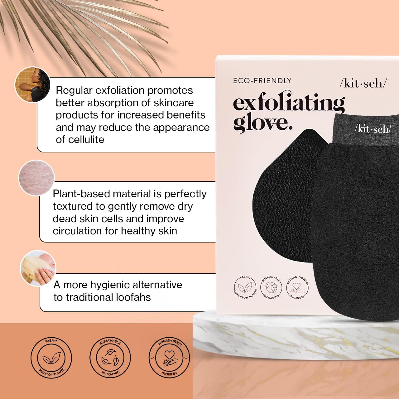 Kitsch Exfoliating Glove 1pc – Korean Exfoliating Mitt & Deep Exfoliating Body Scrubber for Shower, Bath | Body Exfoliator Glove, Dead Skin Remover | Skin Care for Smooth Skin - Leopard