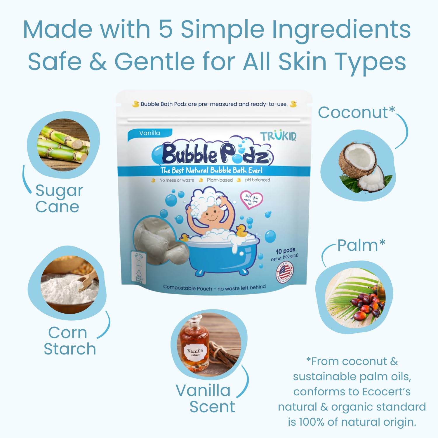 TruKid Bubble Podz Bubble Bath for Kids, Toddlers, & Babies, Tear Free Gentle & Refreshing Bath Bomb for Sensitive Skin with Natural Moisturizers, Non-Toxic, pH Balanced, Lavender Scent (24 Podz)