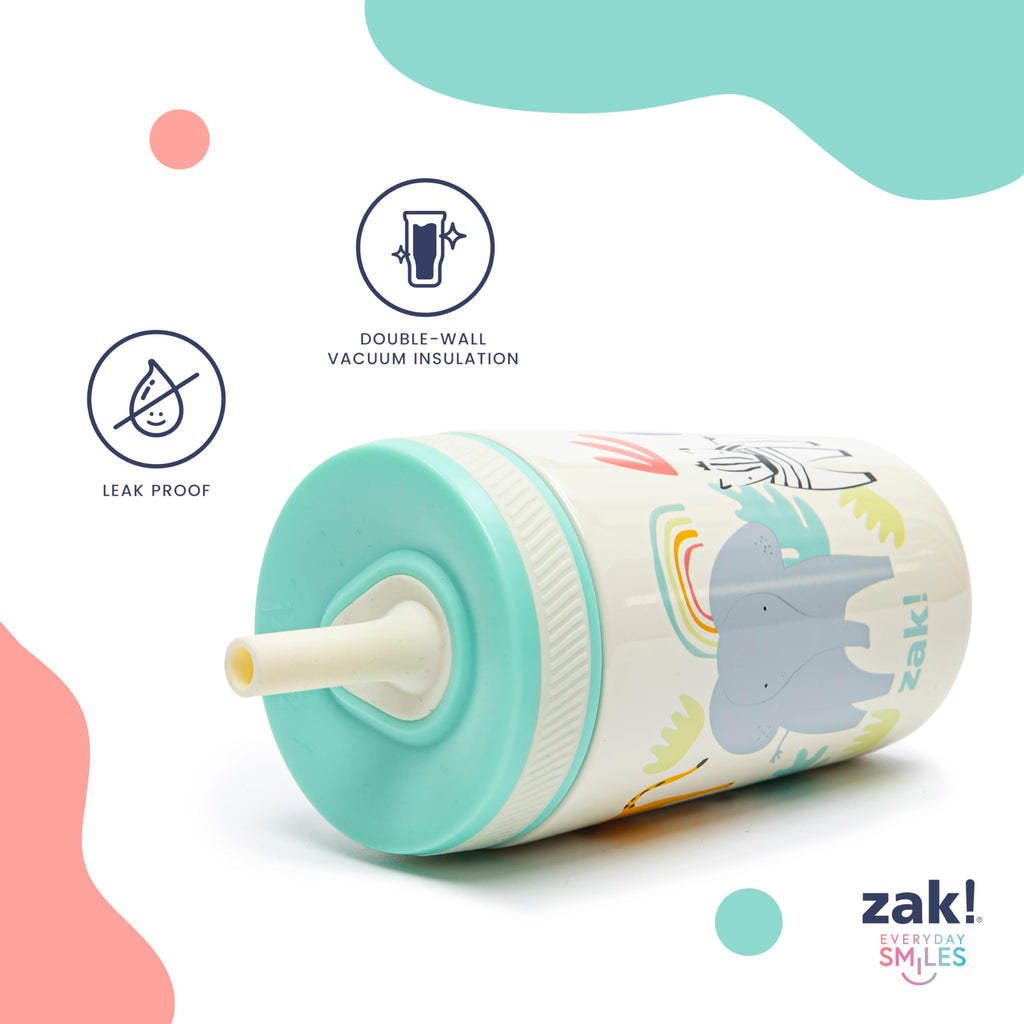 Zak Designs Disney Kelso Toddler Cups For Travel or At Home, 12oz Vacuum Insulated Stainless Steel Sippy Cup With Leak-Proof Design is Perfect For Kids (Mickey Mouse)