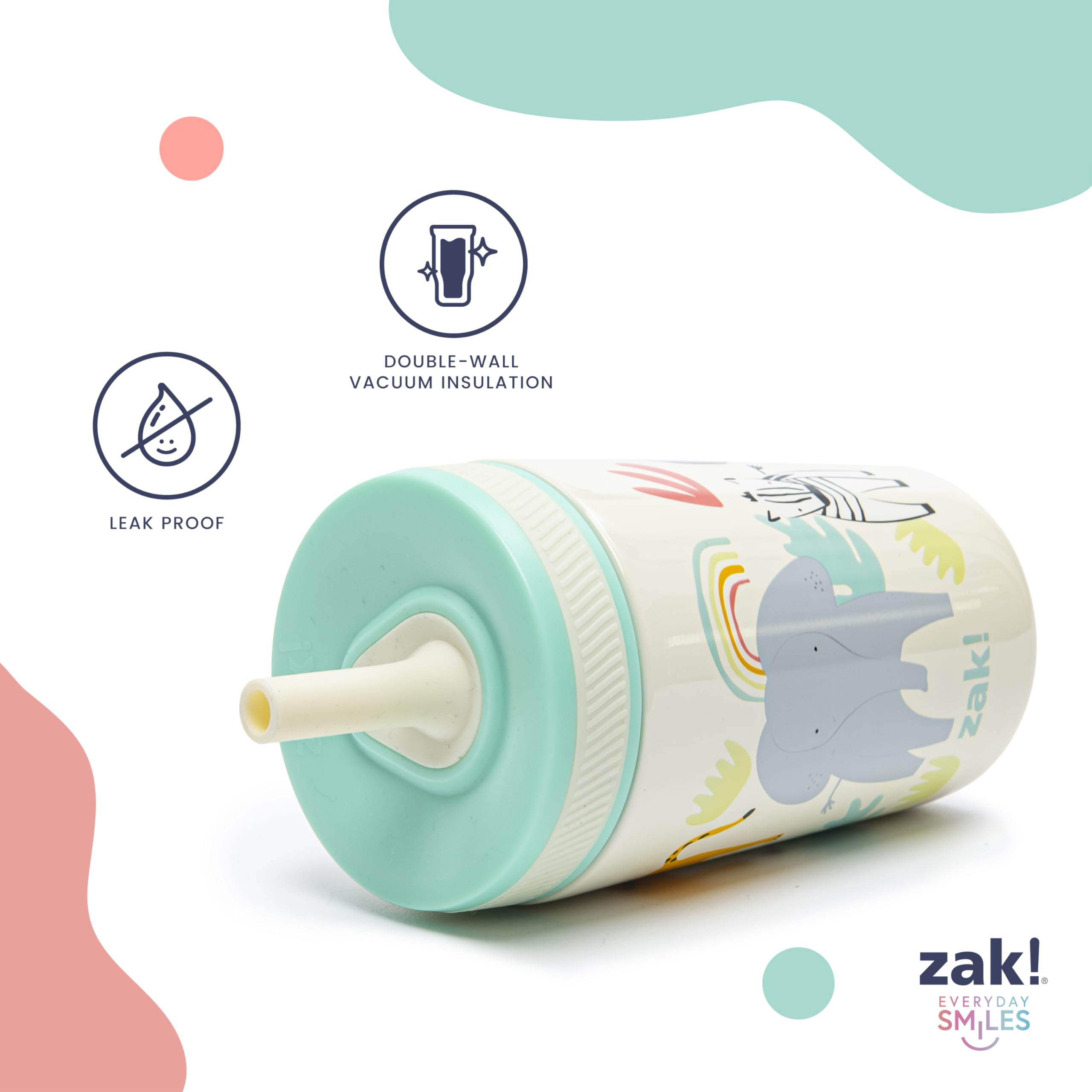 Zak Designs Disney Kelso Toddler Cups For Travel or At Home, 12oz Vacuum Insulated Stainless Steel Sippy Cup With Leak-Proof Design is Perfect For Kids (Mickey Mouse)