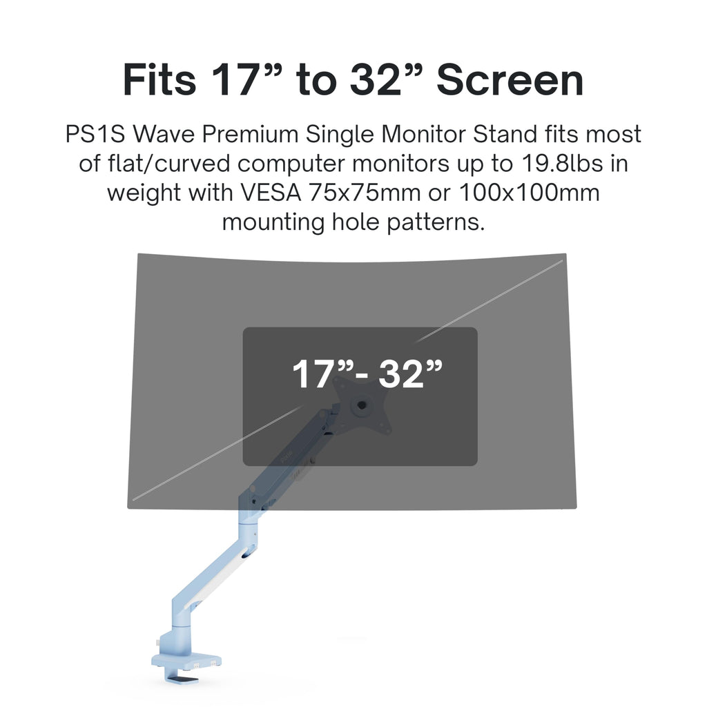 Pixio PS1S Wave Pink Single Monitor Arm Stand Desk Mount - Fits up to 32 inches Monitors and up to 19.8lbs. VESA Compatibility and Integrated Cable Management
