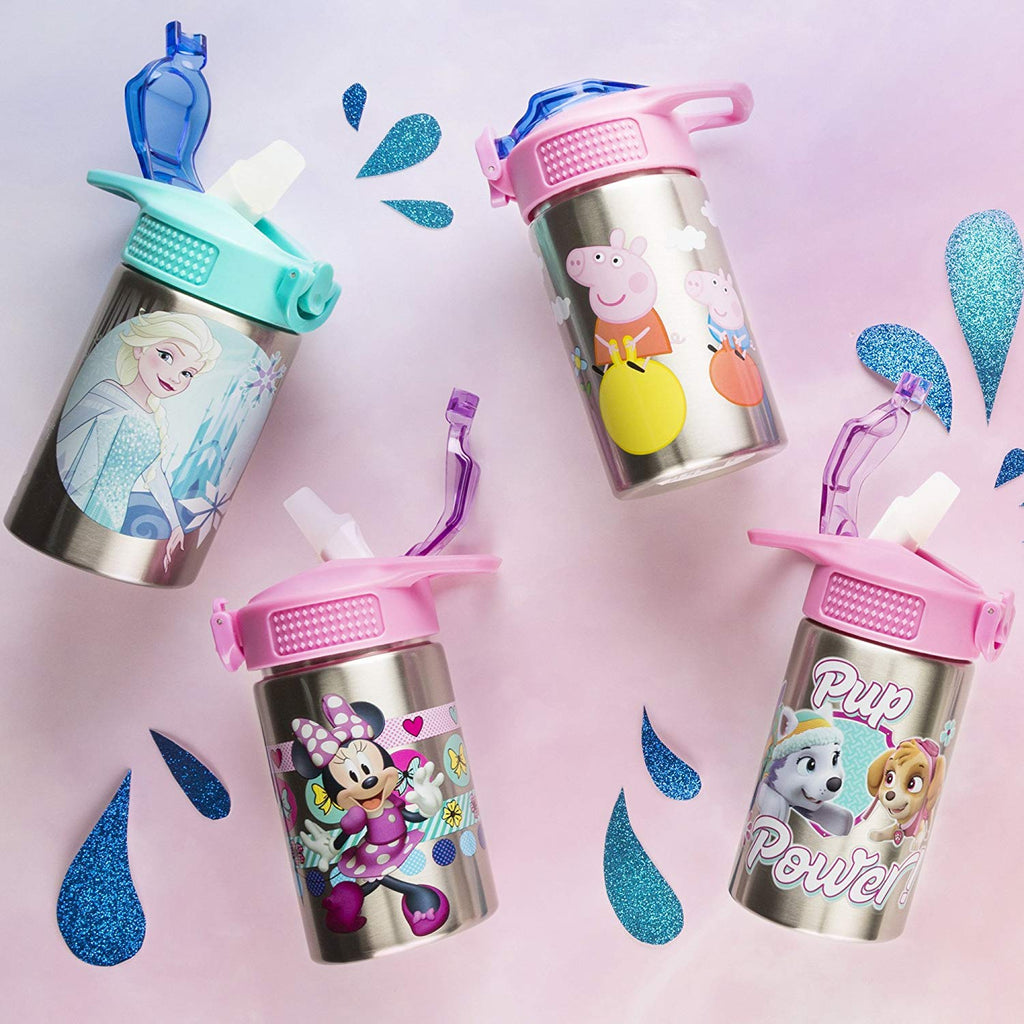 Zak Designs Disney Cars 3 - Stainless Steel Water Bottle with One Hand Operation Action Lid and Built-in Carrying Loop, Kids Water Bottle with Straw Spout is Perfect for Kids (15.5 oz, 18/8)