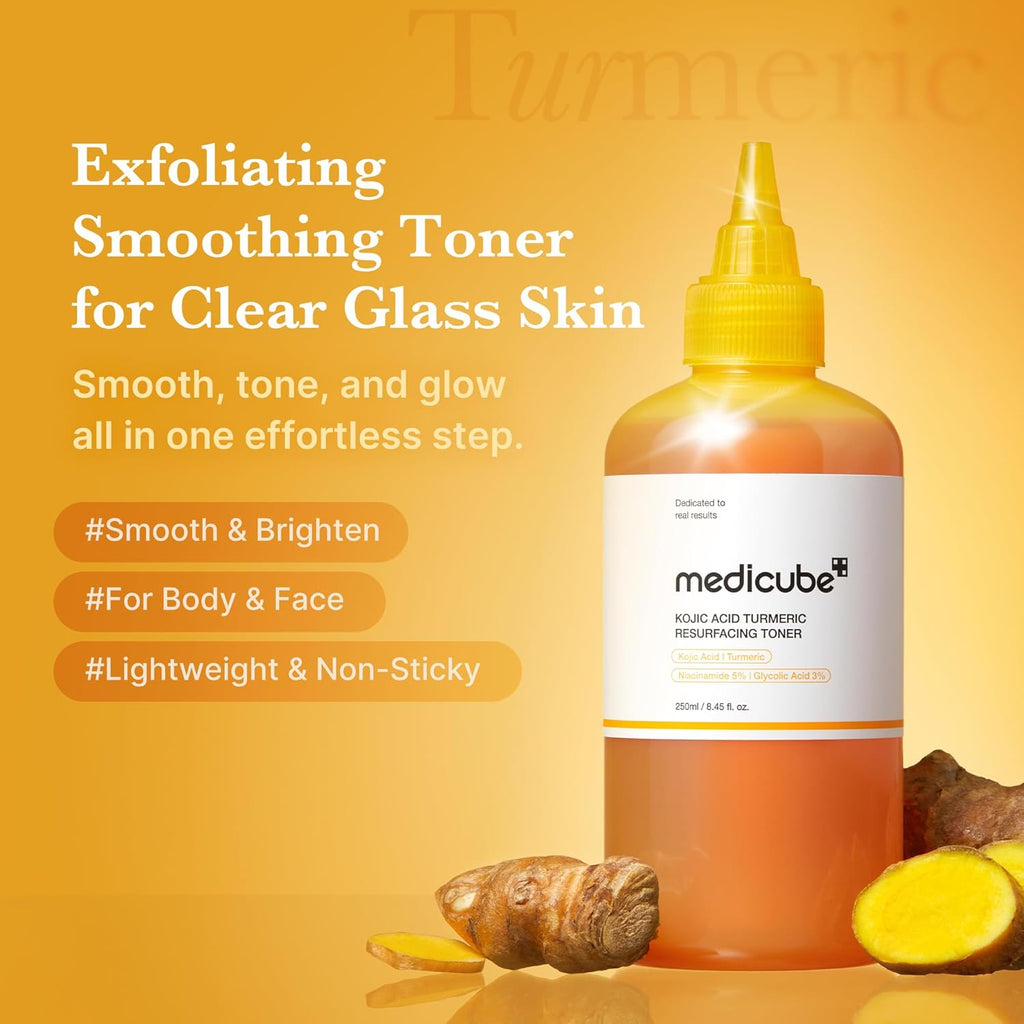 medicube Kojic Acid Body Wash & Tone Duo: Kojc Acid Turmeric Brightening Body Wash and Smothing Toner for Face & Body | Shower 2 Step Routine for Clearer, Brighter Body Skin