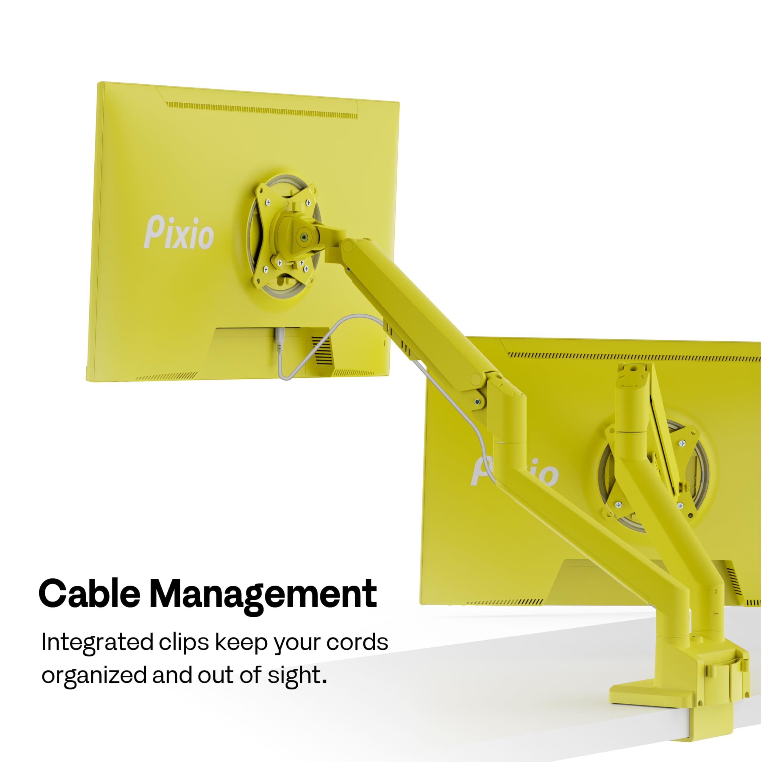 Pixio PS1S Wave Pink Single Monitor Arm Stand Desk Mount - Fits up to 32 inches Monitors and up to 19.8lbs. VESA Compatibility and Integrated Cable Management