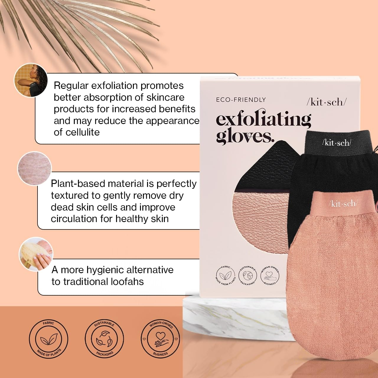 Kitsch Exfoliating Glove 1pc – Korean Exfoliating Mitt & Deep Exfoliating Body Scrubber for Shower, Bath | Body Exfoliator Glove, Dead Skin Remover | Skin Care for Smooth Skin - Leopard