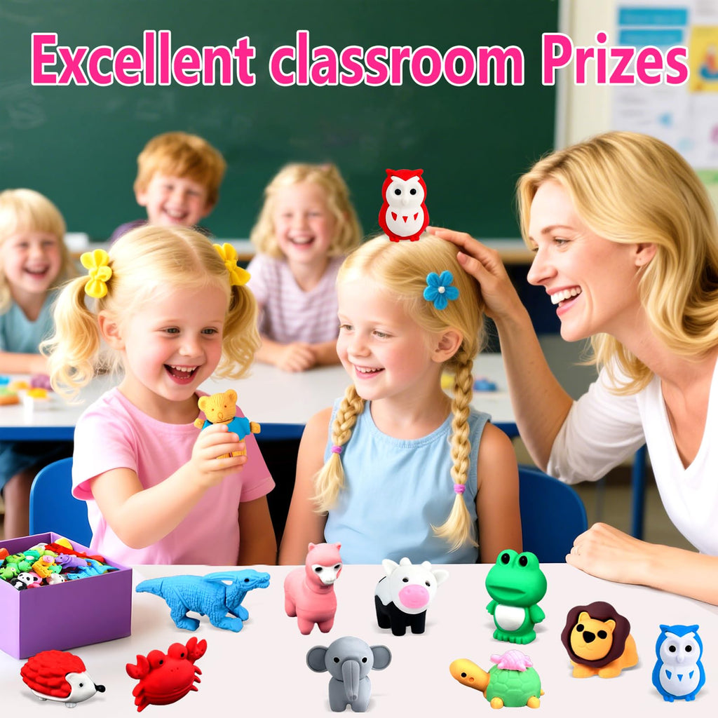60Pcs Animal Erasers Desk Pets for Kids Animal Pencil Erasers Bulk Puzzle Eraser Toys Gifts for Classroom Prizes,Game Reward,Treasure Box,Easter Egg Fillers,Goodie Bag Stuffers,Party Favors