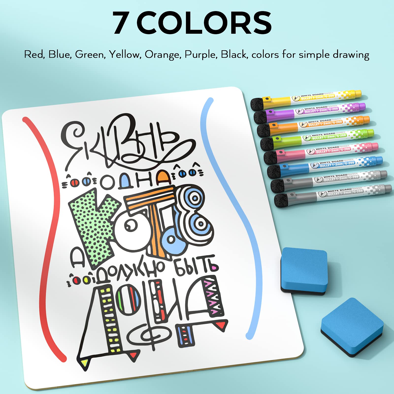 Nicpro Dry Erase Lap Board 9 x 12 inches 2 Pack Ruled Kid Double Sided Blank & Lined Small Lapboard with 8 Pens, 2 Eraser, Learning Mini Whiteboard Portable for Student and Classroom Use