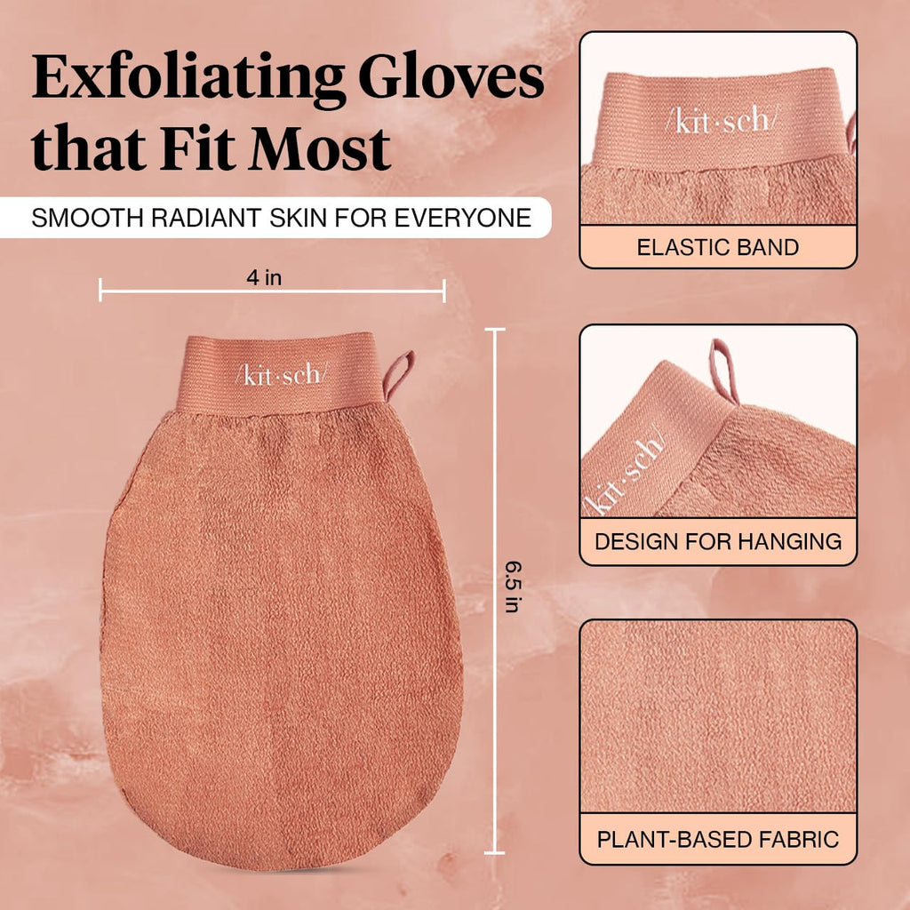 Kitsch Exfoliating Glove 1pc – Korean Exfoliating Mitt & Deep Exfoliating Body Scrubber for Shower, Bath | Body Exfoliator Glove, Dead Skin Remover | Skin Care for Smooth Skin - Leopard