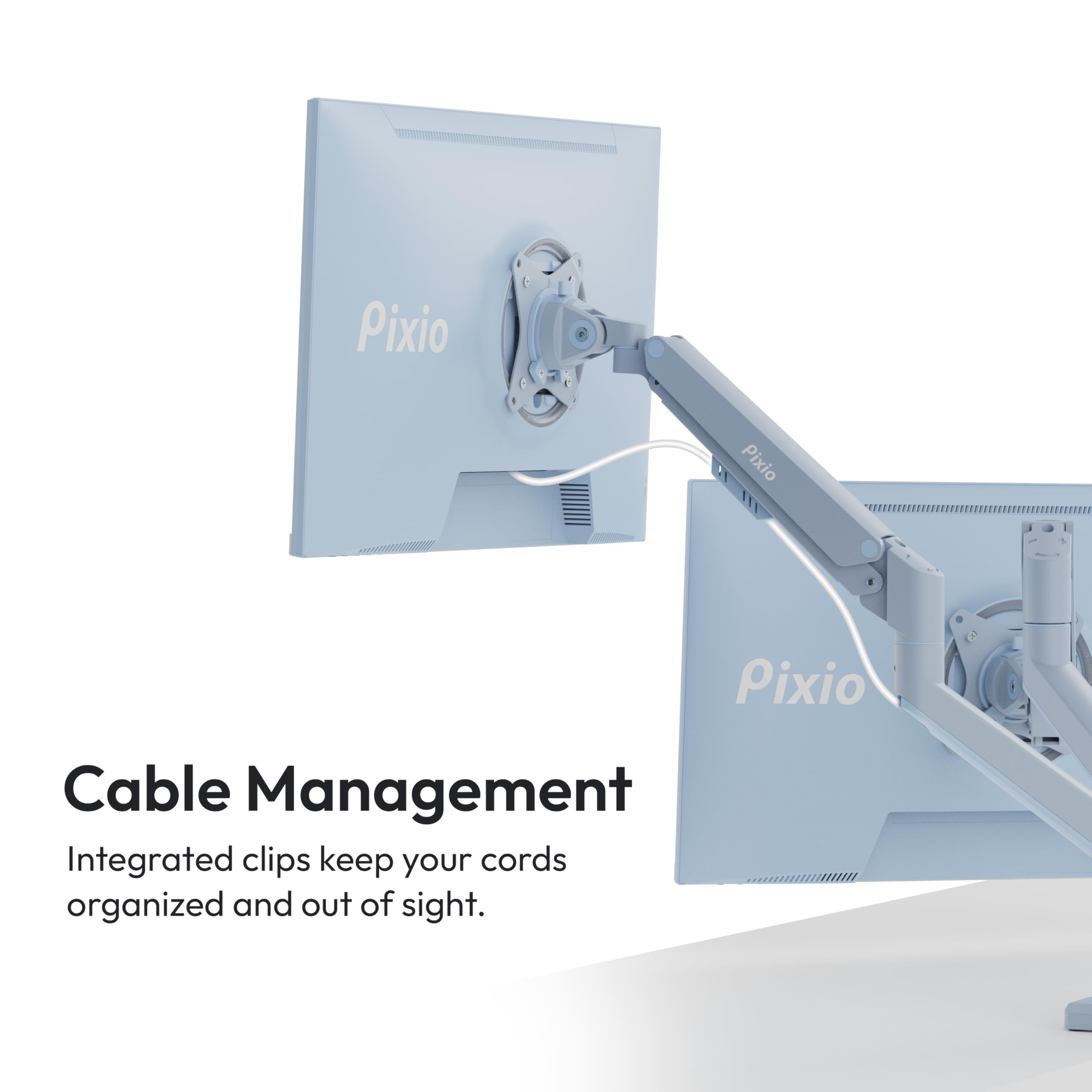 Pixio PS1S Wave Pink Single Monitor Arm Stand Desk Mount - Fits up to 32 inches Monitors and up to 19.8lbs. VESA Compatibility and Integrated Cable Management