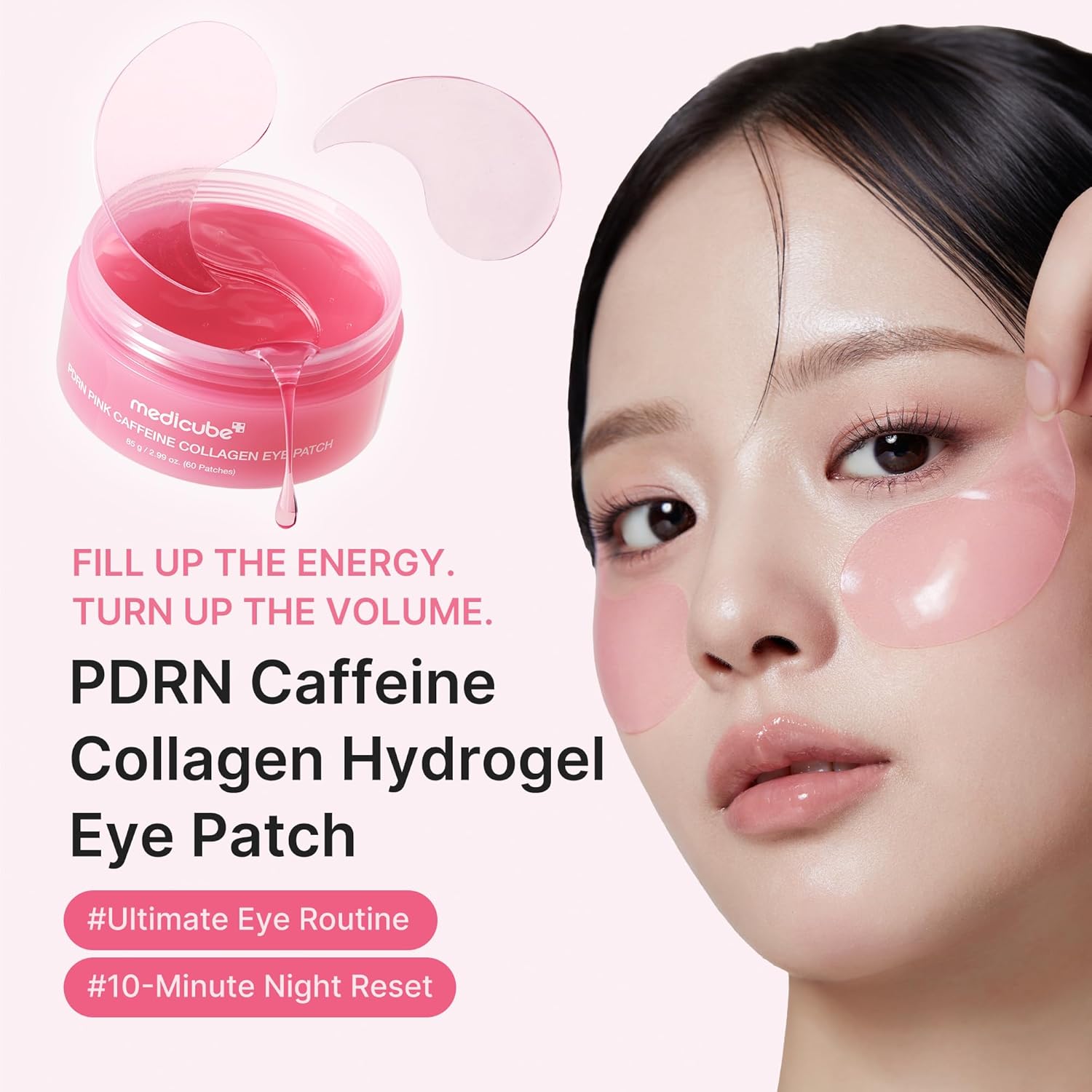 medicube Ultimate Night Eye Routine Duo: PDRN Caffeine Collagen Eye Patches and Salmon DNA PDRN Eye Cream | For Appearance of Dark Circles, Undereye Bags, Firming Care | Korean Skincare