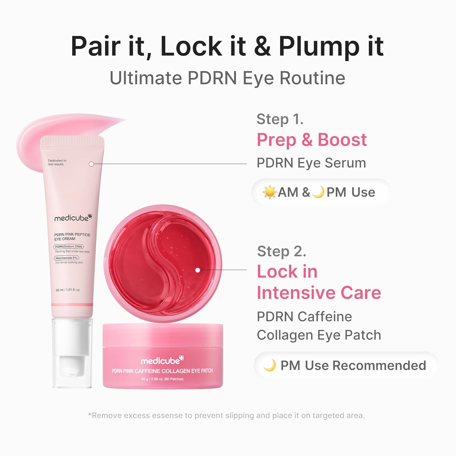medicube Ultimate Night Eye Routine Duo: PDRN Caffeine Collagen Eye Patches and Salmon DNA PDRN Eye Cream | For Appearance of Dark Circles, Undereye Bags, Firming Care | Korean Skincare