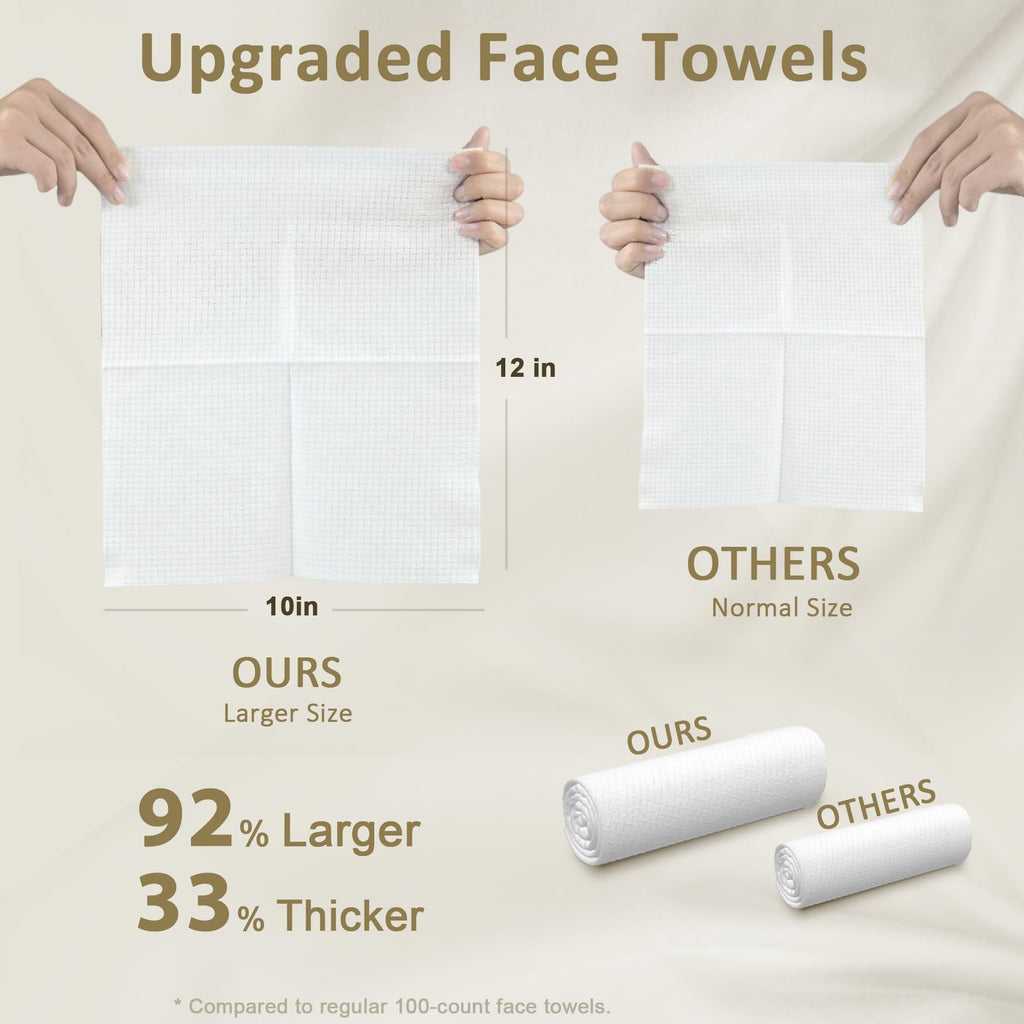 Ourmed Life Face Towels, Disposable Biodegradable Facial Towels for Sensitive Skin, Lint- free Facial Wipes for Washing Face, Skincare and Makeup Remover, Dry Wipes, 10"×7.9" Extra Large, 60 Count