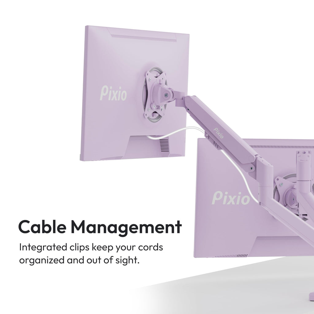 Pixio PS1S Wave Pink Single Monitor Arm Stand Desk Mount - Fits up to 32 inches Monitors and up to 19.8lbs. VESA Compatibility and Integrated Cable Management