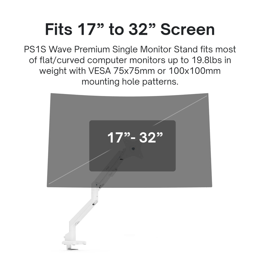 Pixio PS1S Wave Pink Single Monitor Arm Stand Desk Mount - Fits up to 32 inches Monitors and up to 19.8lbs. VESA Compatibility and Integrated Cable Management